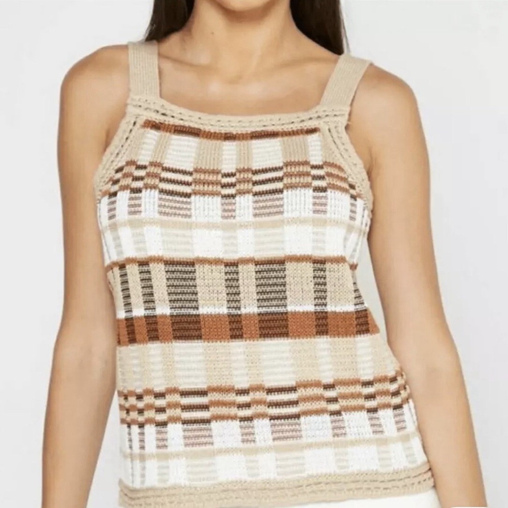 Banana Republic Cream and Brown Knit Tank Top